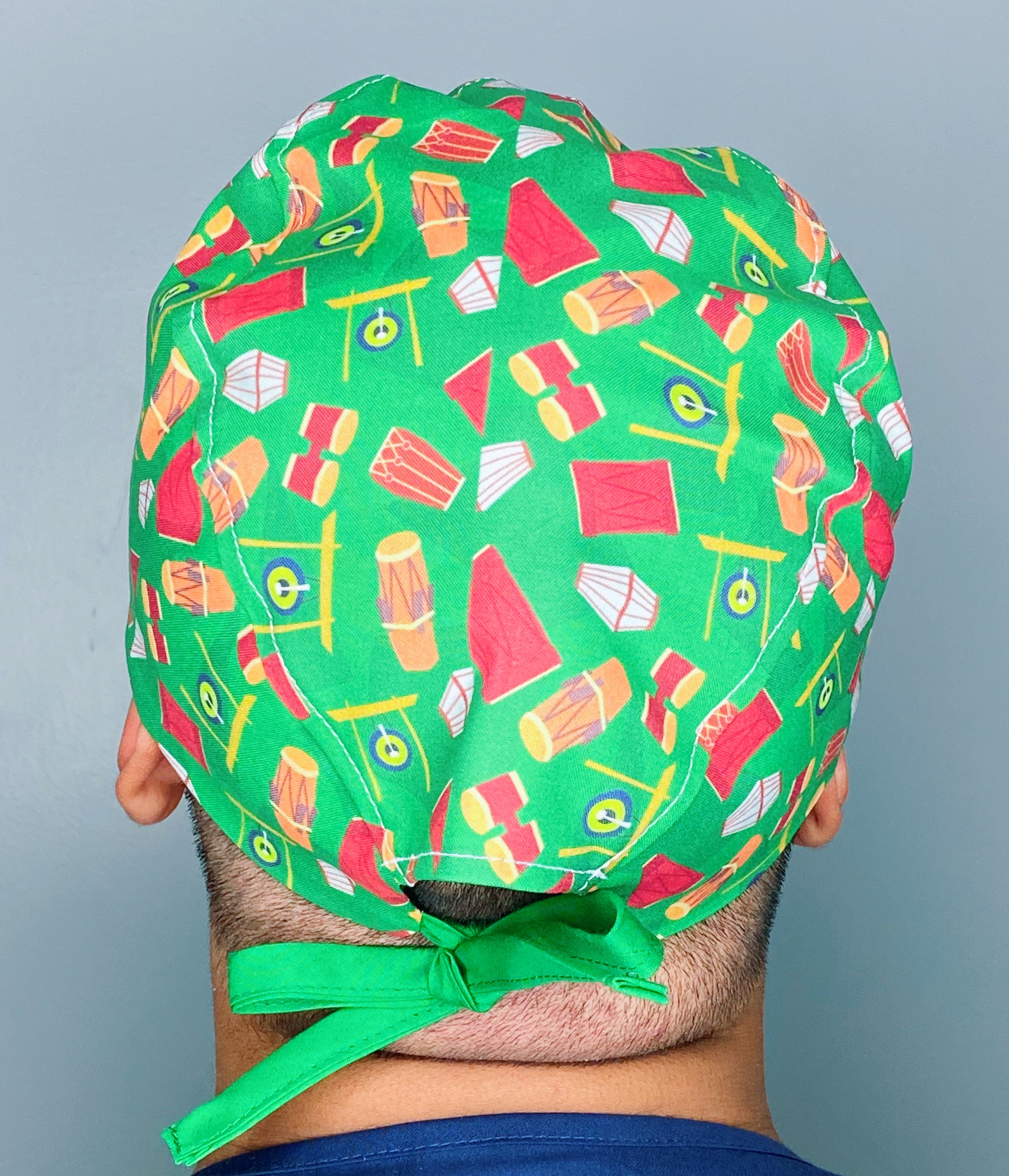 Drums Bongos Green Musical Design Unisex Cute Scrub Cap