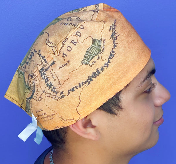 Middle Earth Map Famous Movie Unisex Geek Scrub Cap