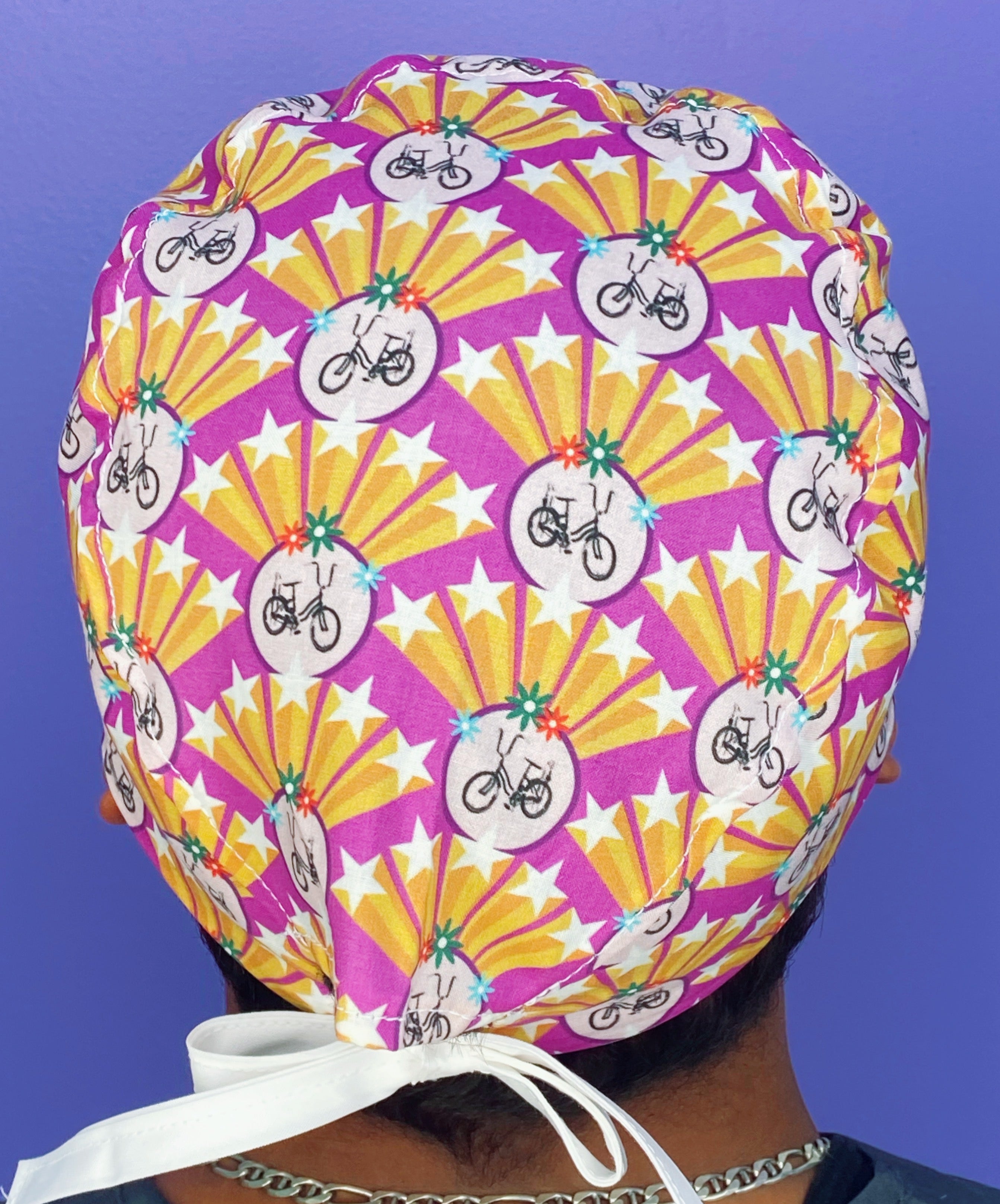 Bicycles in the Stars Design Unisex Cute Scrub Cap