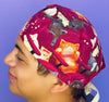 Funny Cats Watching a Scary Movie Unisex Animal Scrub Cap