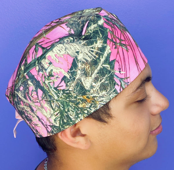 Pink Camouflage Unisex Medical Theme Scrub Cap