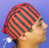 Red & Black Stripes Design Unisex Cute Scrub Cap