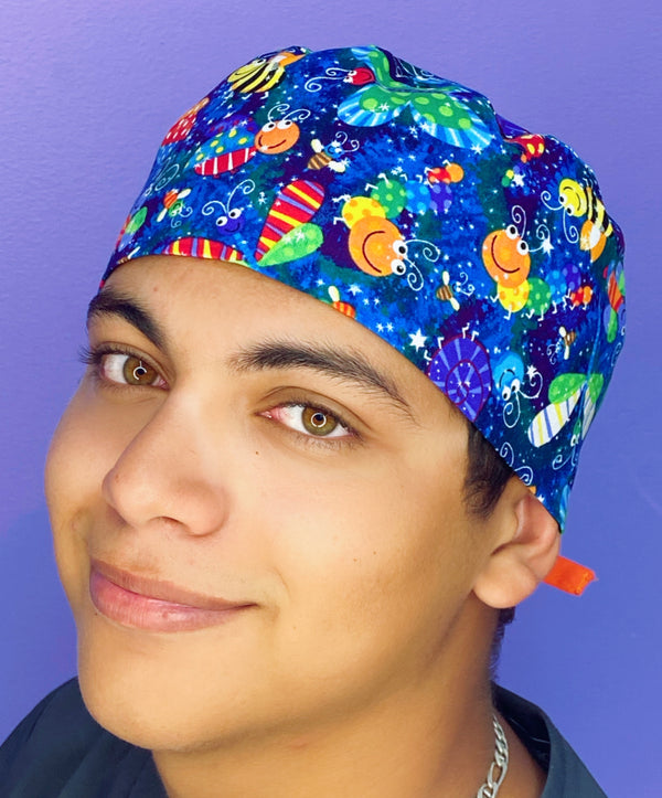 Cute Caterpillars & Butterflies Unisex Animal Scrub Cap