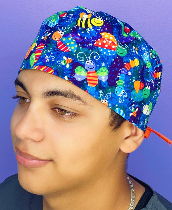 Cute Caterpillars & Butterflies Unisex Animal Scrub Cap