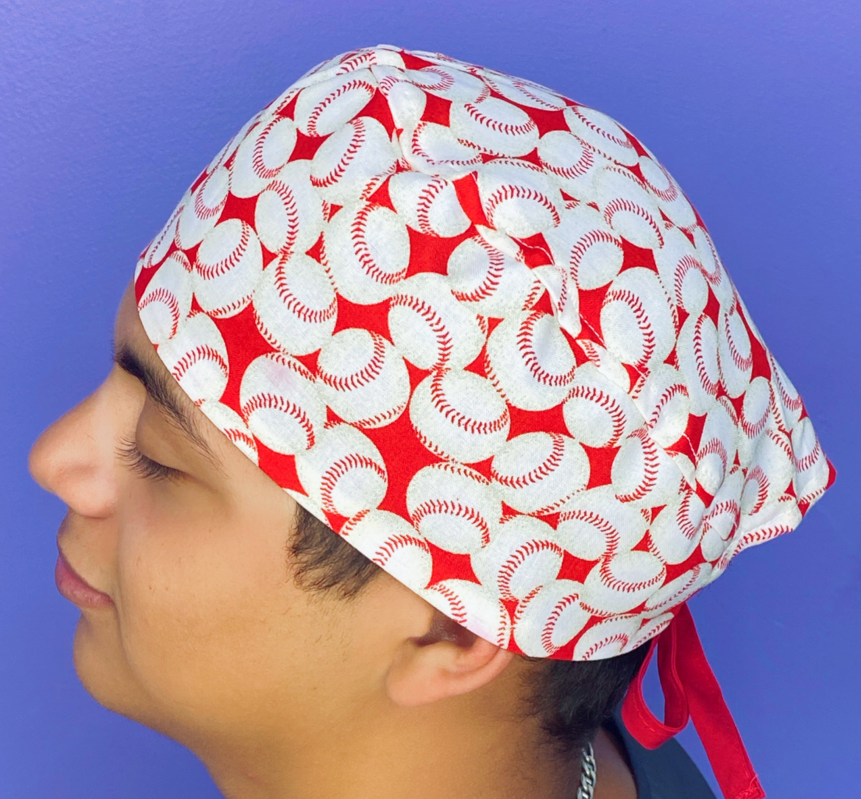 Baseballs on Red Unisex Sport Scrub Cap