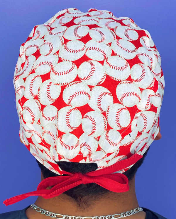 Baseballs on Red Unisex Sport Scrub Cap