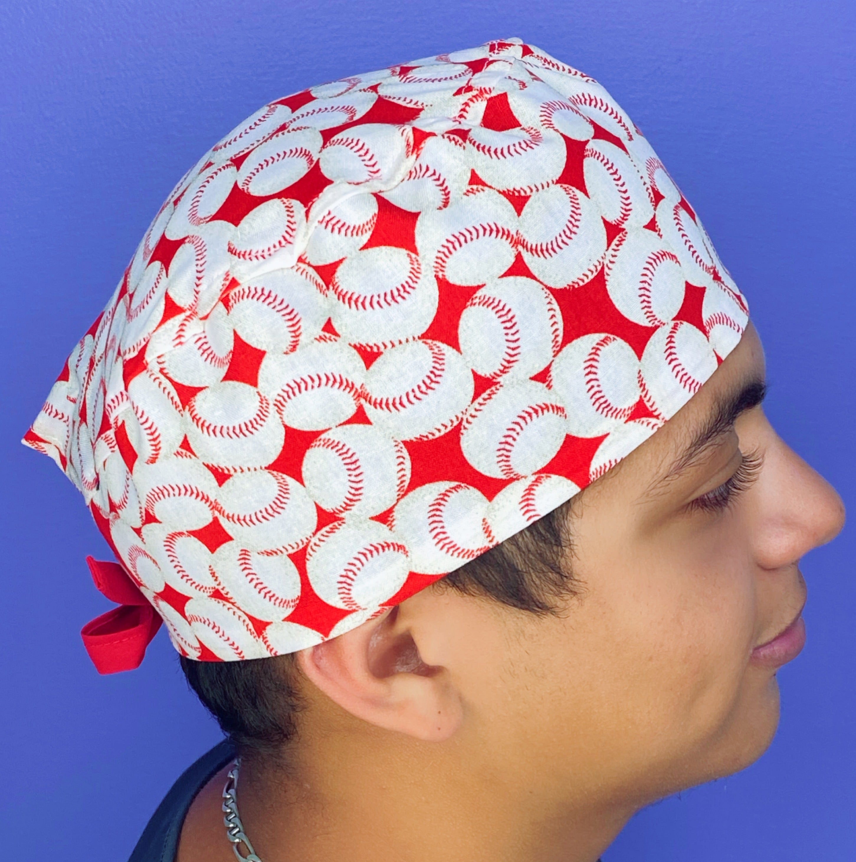 Baseballs on Red Unisex Sport Scrub Cap