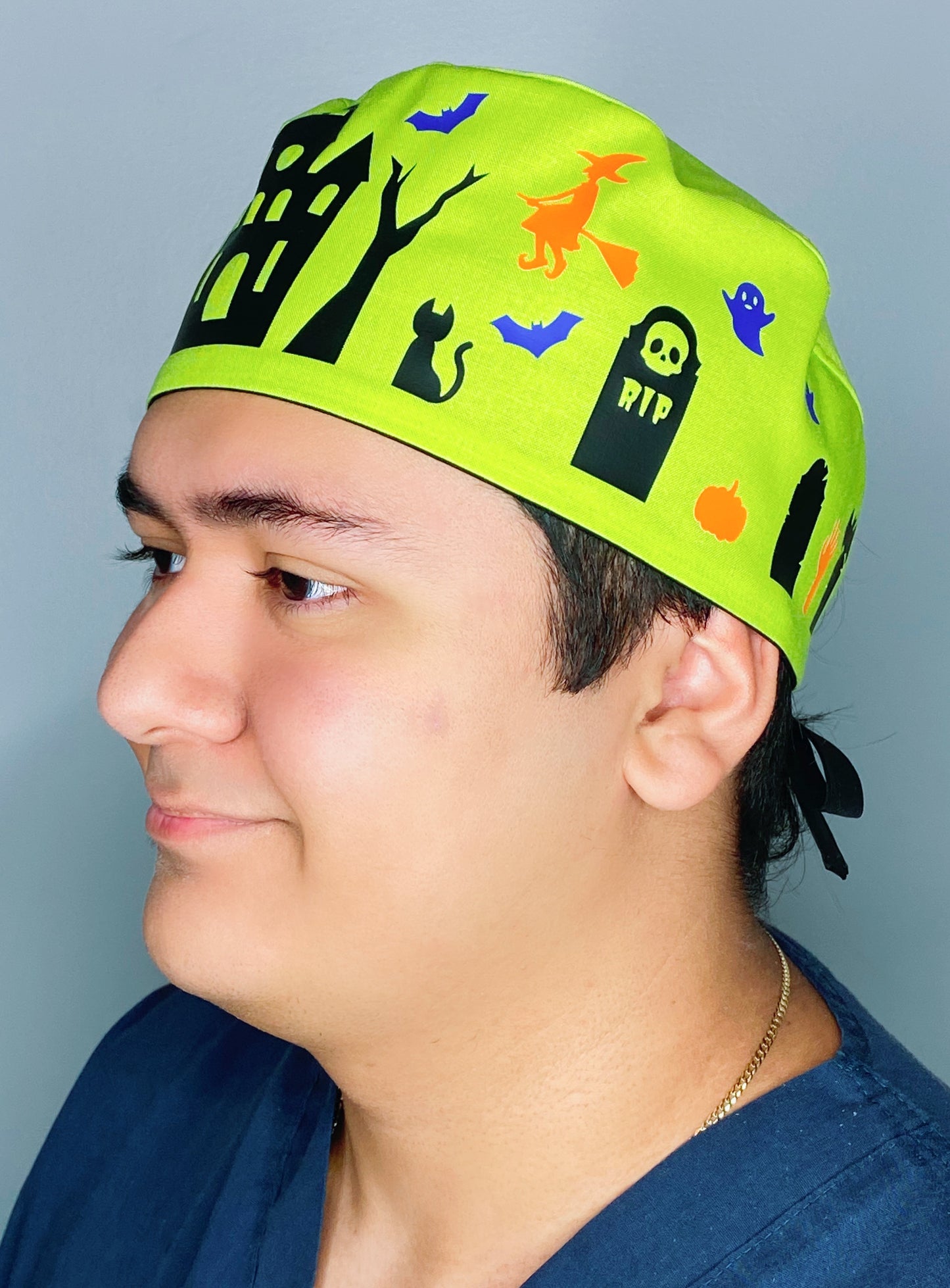Halloween Themed Custom Solid Color Unisex Scrub Cap