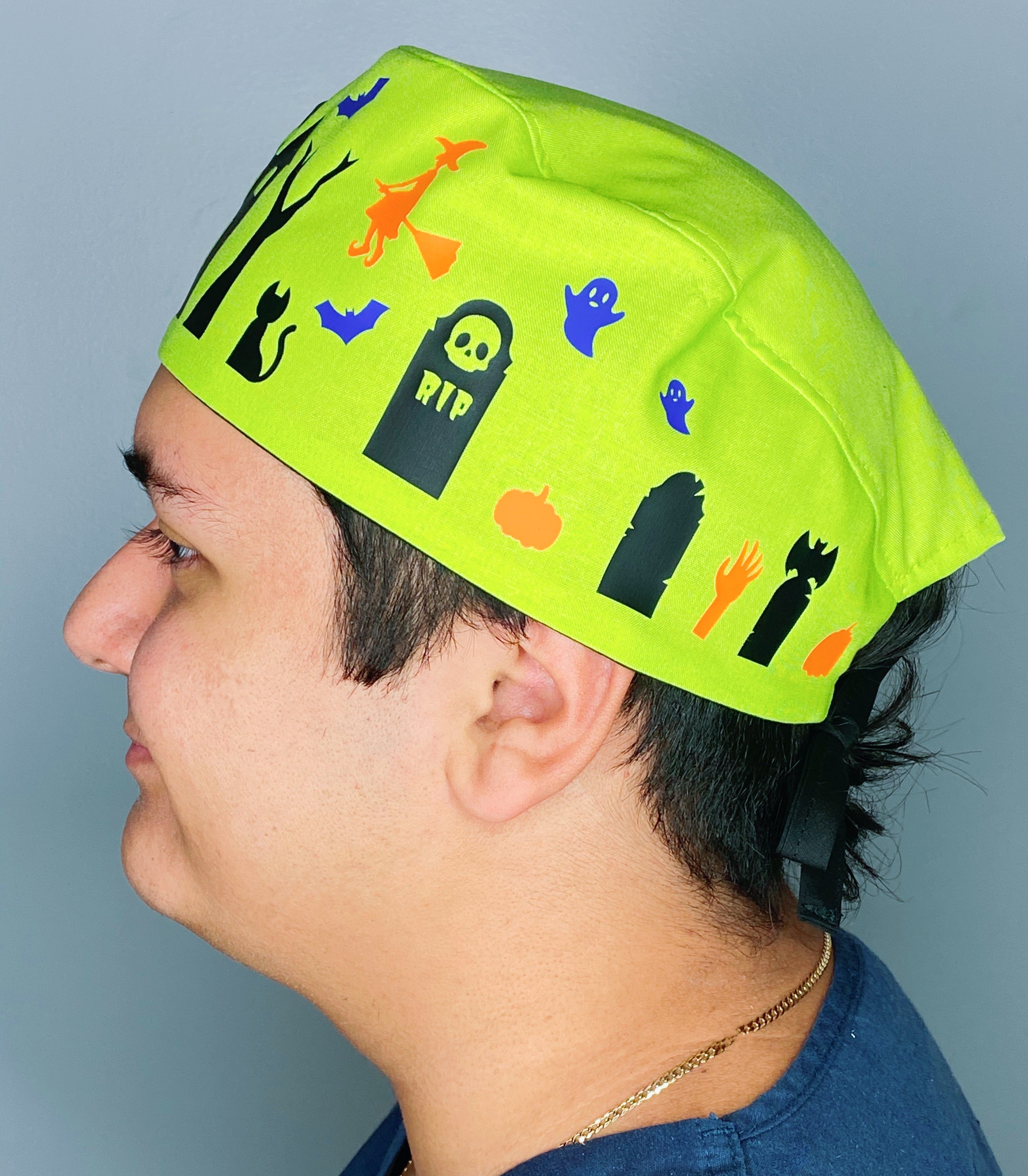 Halloween Themed Custom Solid Color Unisex Scrub Cap