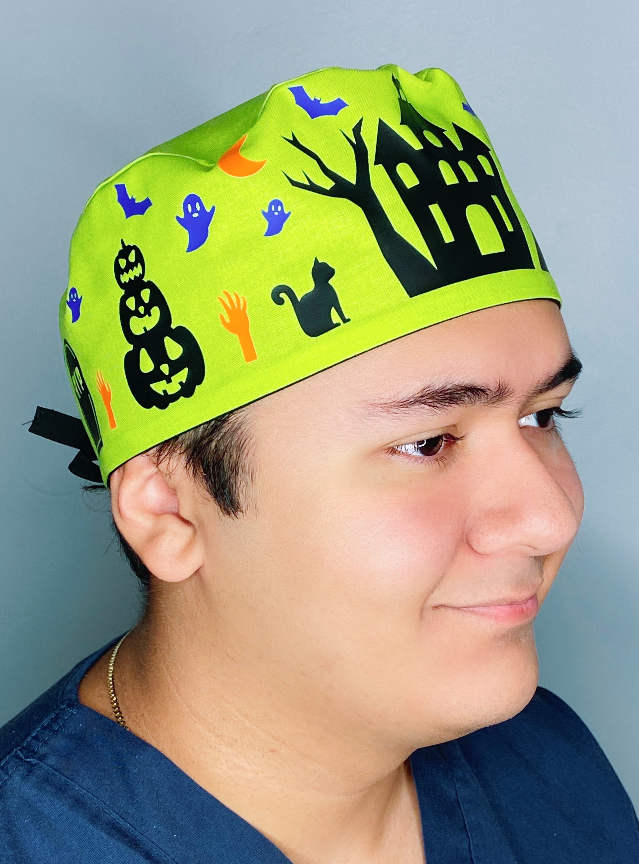 Halloween Themed Custom Solid Color Unisex Scrub Cap