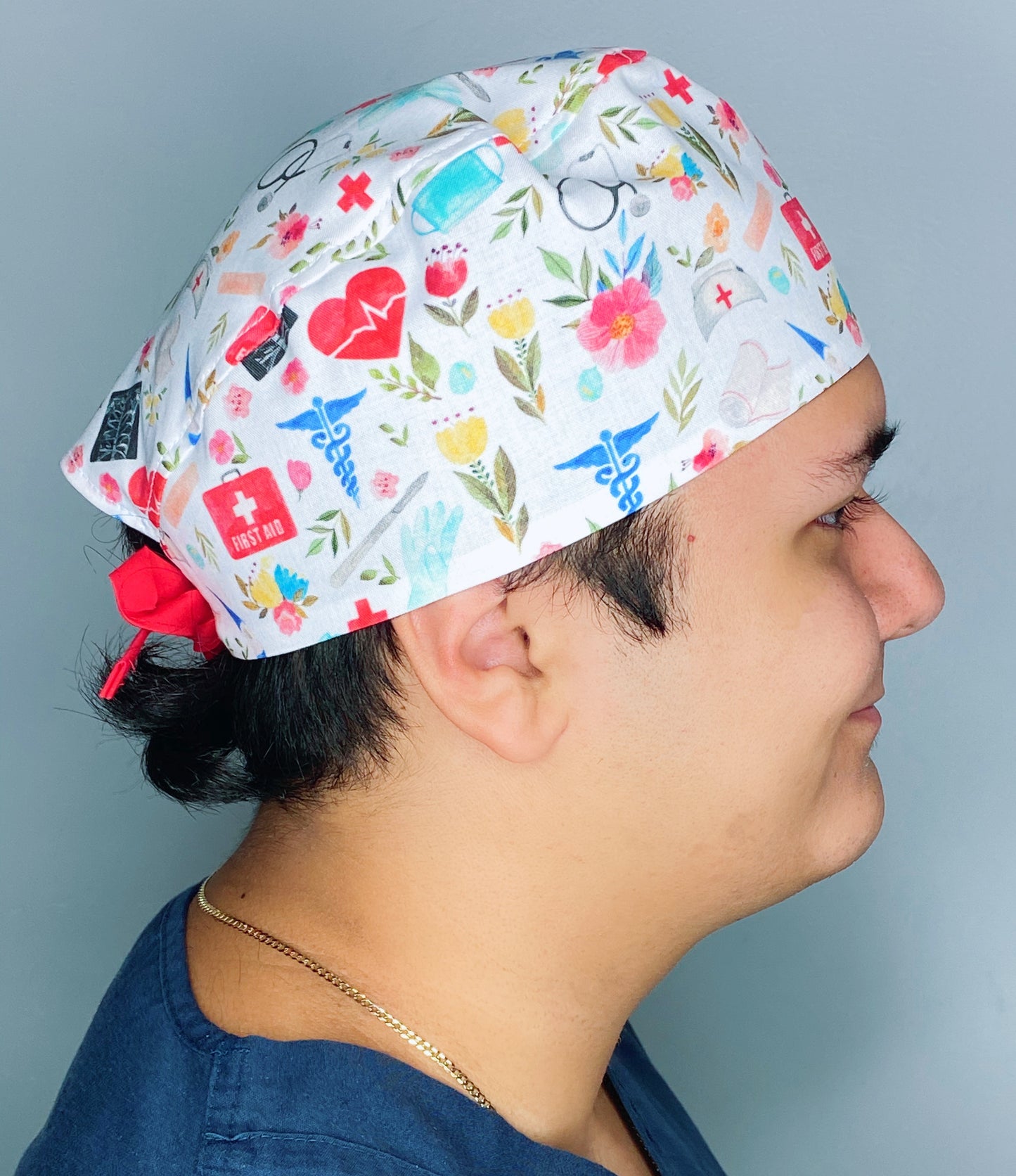 Floral Watercolor Unisex Medical Theme Scrub Cap