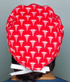 Medical Snake Symbol Caduceus on Red Unisex Medical Theme Scrub Cap