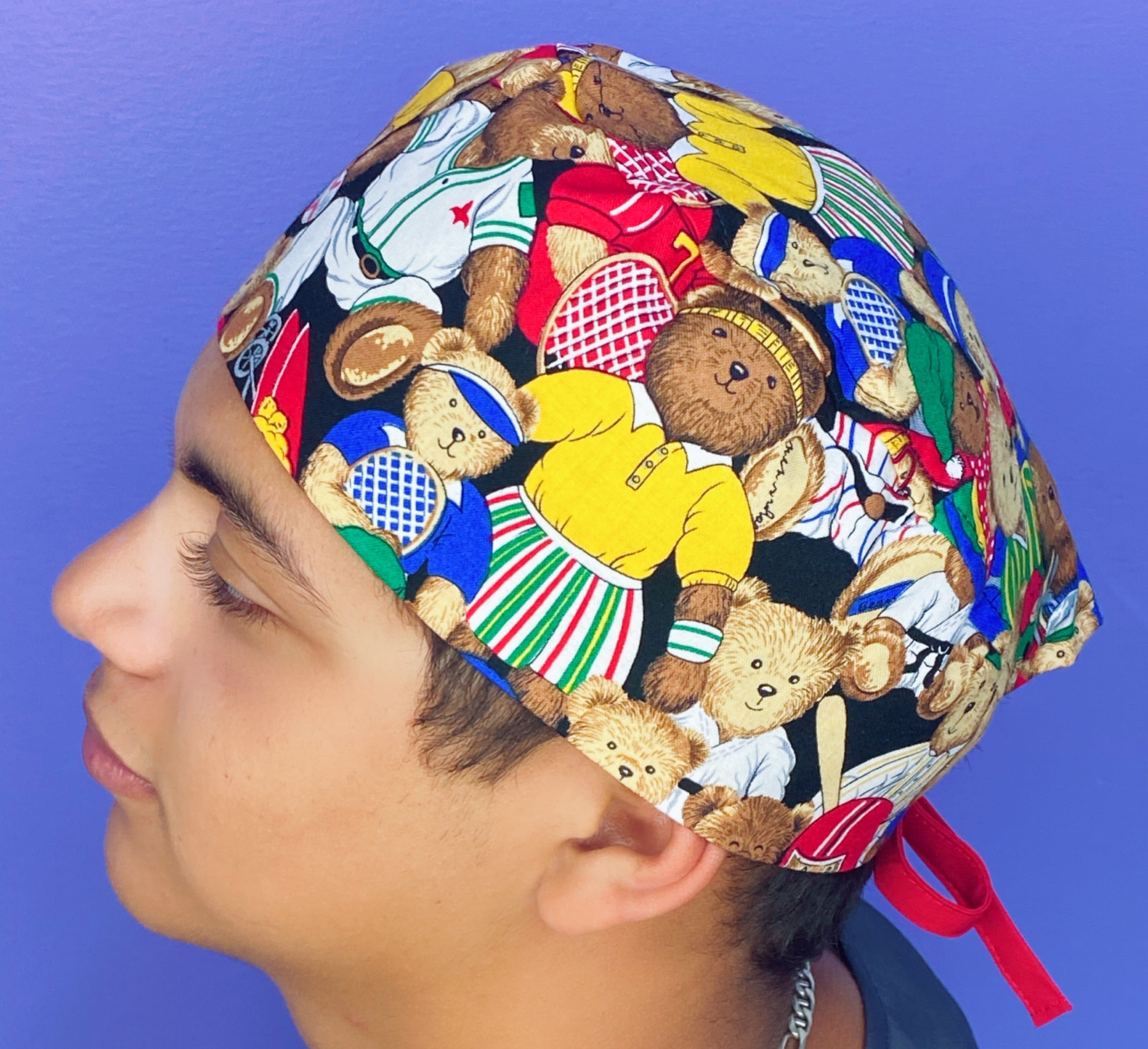 Sports Teddy Bears Unisex Animal Scrub Cap