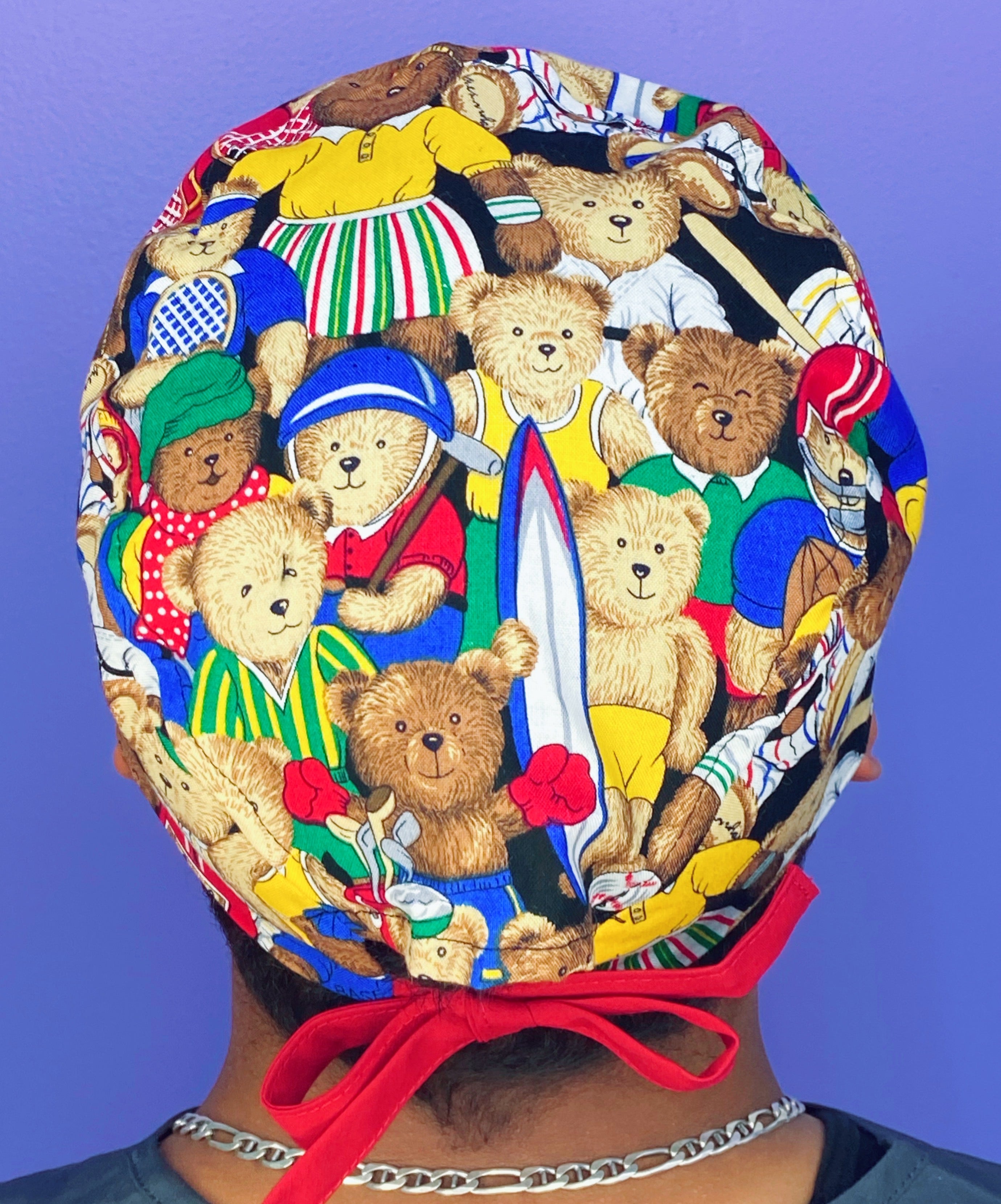 Sports Teddy Bears Unisex Animal Scrub Cap