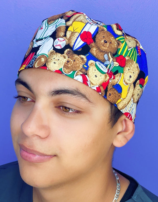 Sports Teddy Bears Unisex Animal Scrub Cap