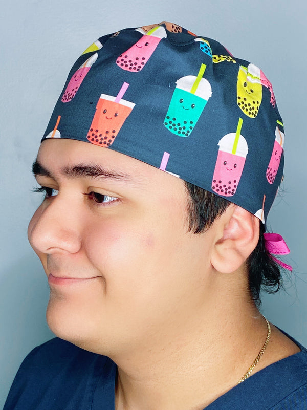 Happy Boba Tea Unisex Food Scrub Cap