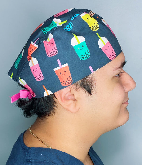 Happy Boba Tea Unisex Food Scrub Cap