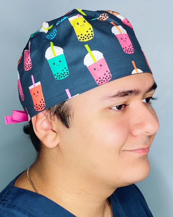 Happy Boba Tea Unisex Food Scrub Cap