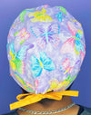 Doodled Butterflies on Lavender Glitter Unisex Animal Scrub Cap