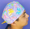 Doodled Butterflies on Lavender Glitter Unisex Animal Scrub Cap
