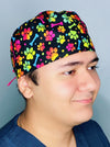 Colorful Tie Dye Paws & Bones Unisex Animal Scrub Cap