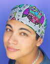 Mandala Colorful Owls on Grey Unisex Animal Scrub Cap