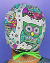 Mandala Colorful Owls on Grey Unisex Animal Scrub Cap