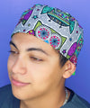 Mandala Colorful Owls on Grey Unisex Animal Scrub Cap