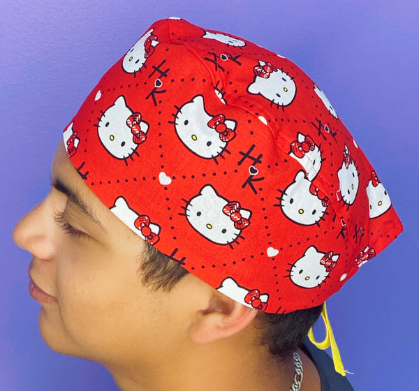 HK Girly Red Bow Red Unisex Geek Scrub Cap