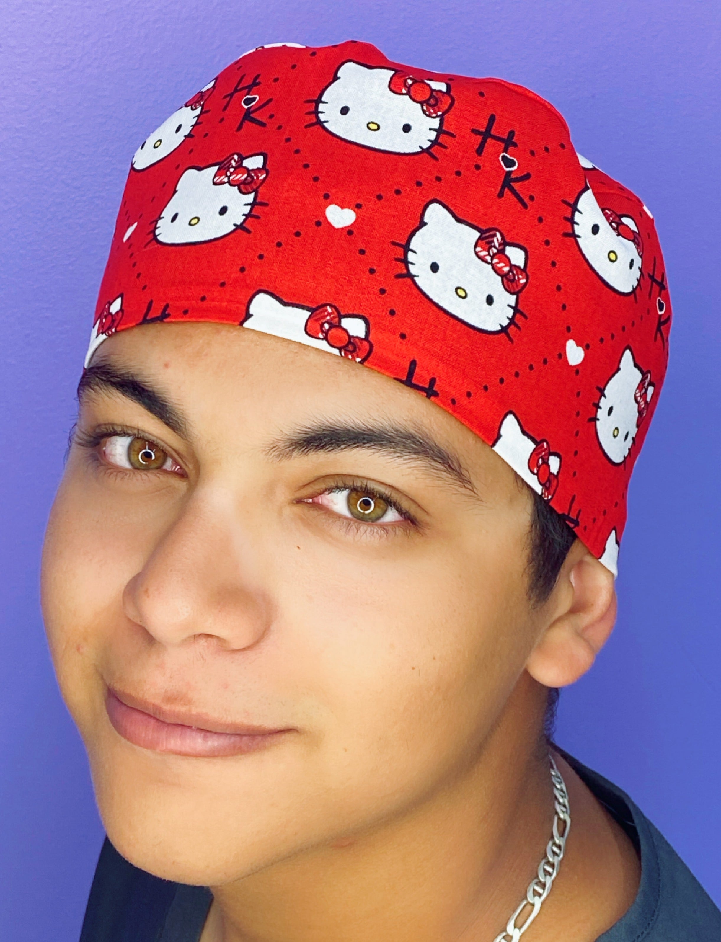 HK Girly Red Bow Red Unisex Geek Scrub Cap