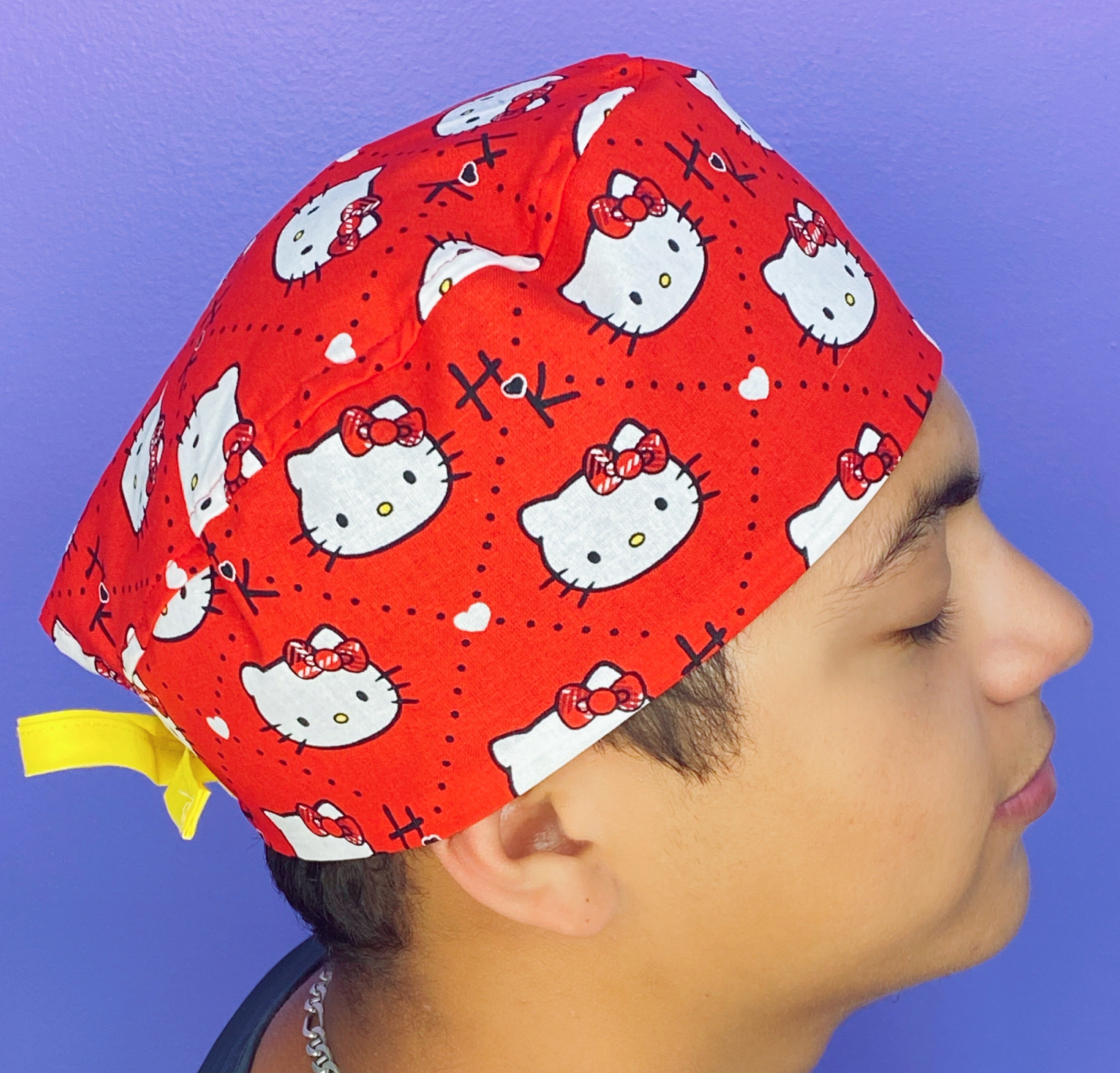 HK Girly Red Bow Red Unisex Geek Scrub Cap