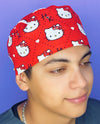 HK Girly Red Bow Red Unisex Geek Scrub Cap