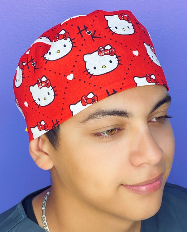 HK Girly Red Bow Red Unisex Geek Scrub Cap