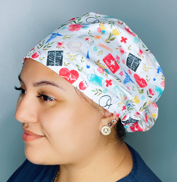 Floral Watercolor on White Medical Themed Design Euro