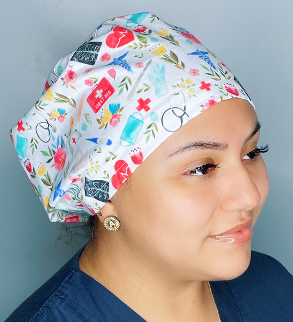 Floral Watercolor on White Medical Themed Design Euro