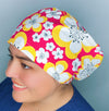 White Hibiscus Flowers Hawaiian on Coral Pink Orange Floral Euro