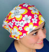 White Hibiscus Flowers Hawaiian on Coral Pink Orange Floral Euro