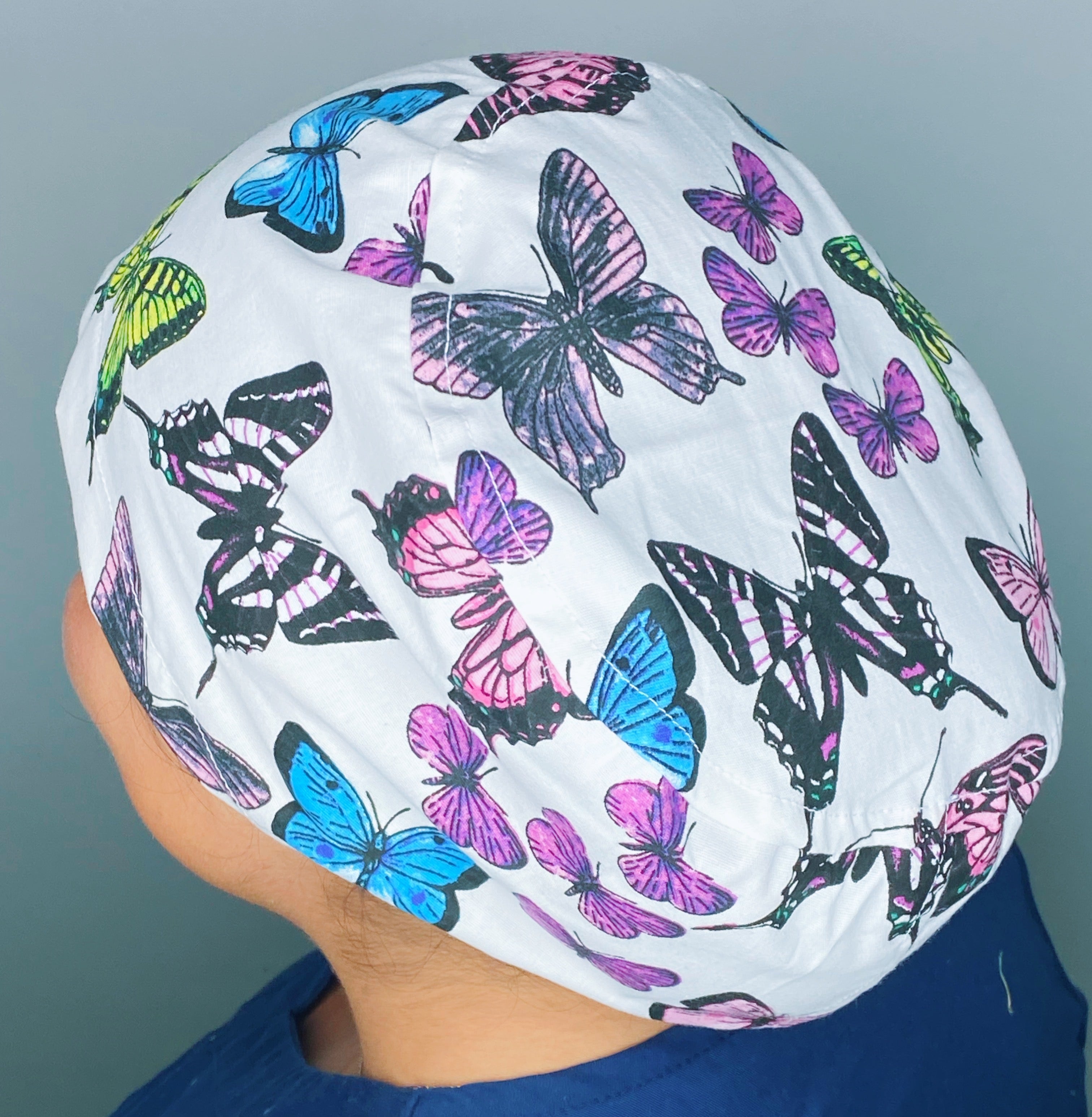 Colorful Doodled Butterflies on White Design Floral Euro