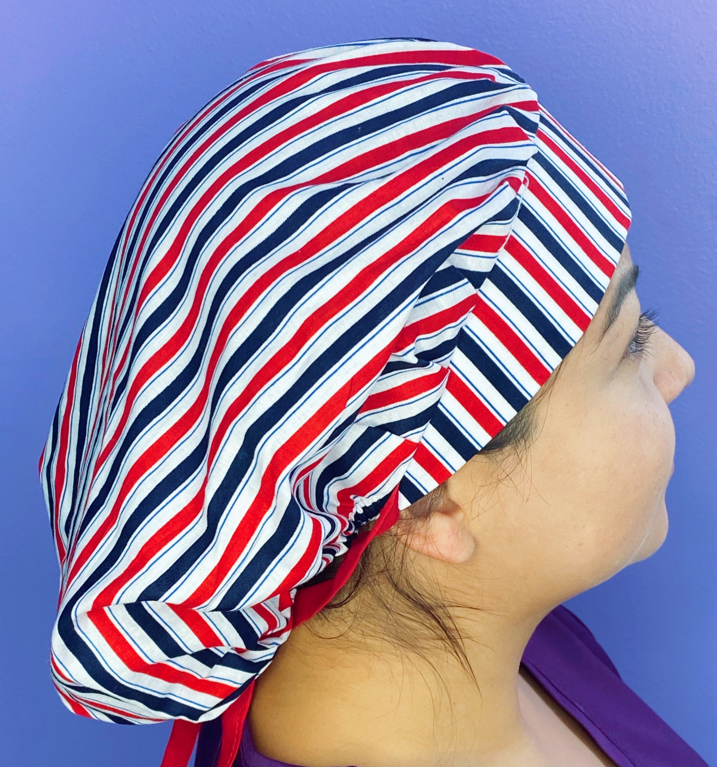 Red, White & Blue Stripes Fancy Bouffant