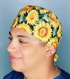 Sun Flowers All Over Floral Design Unisex Cute Scrub Cap