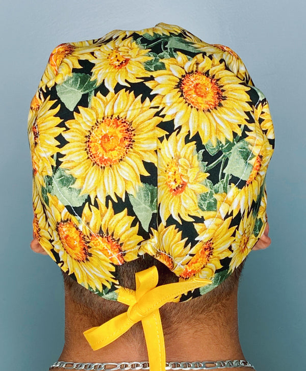 Sun Flowers All Over Floral Design Unisex Cute Scrub Cap