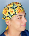 Sun Flowers All Over Floral Design Unisex Cute Scrub Cap
