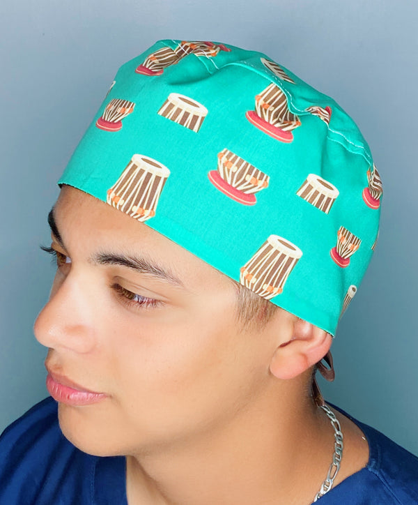 Drums Bongos Mint Green Musical Design Unisex Cute Scrub Cap