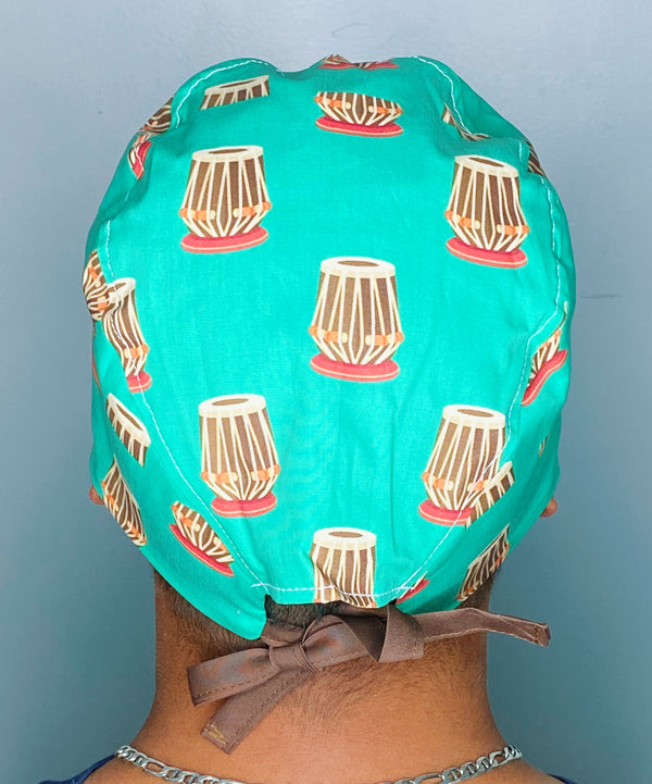 Drums Bongos Mint Green Musical Design Unisex Cute Scrub Cap