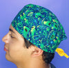 Aliens Green Blue Design Unisex Geek Scrub Cap