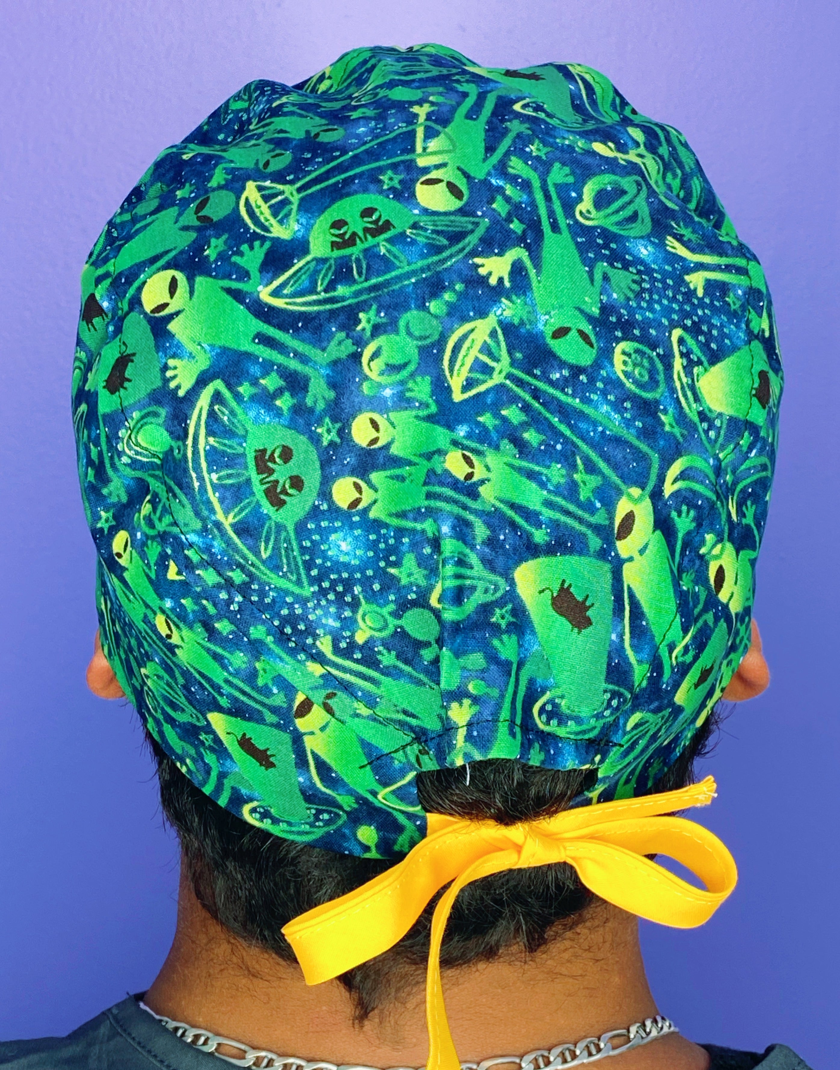 Aliens Green Blue Design Unisex Geek Scrub Cap