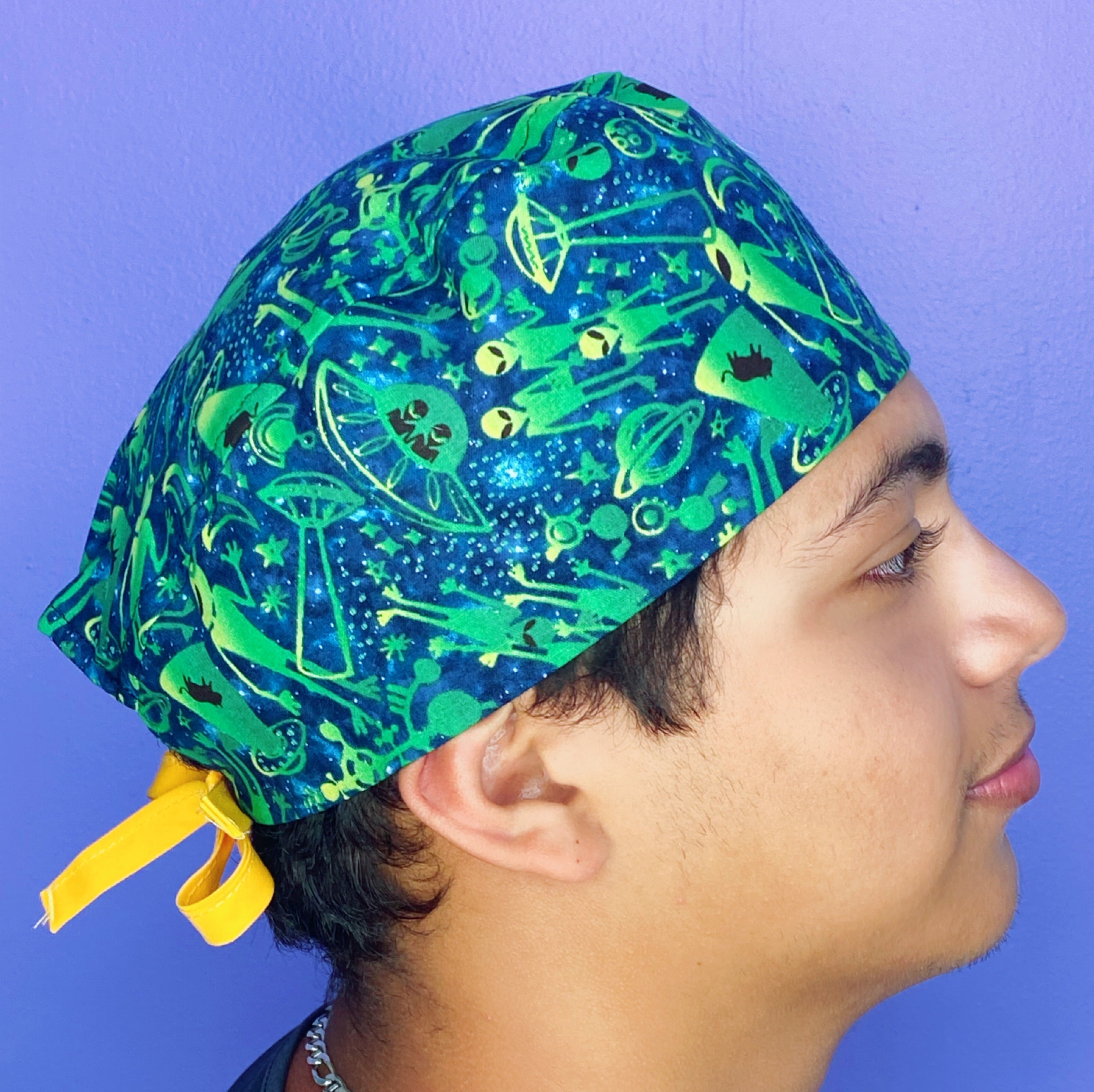 Aliens Green Blue Design Unisex Geek Scrub Cap