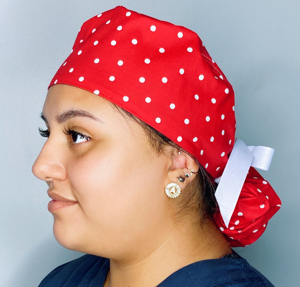 White Polka Dots on Red Ponytail