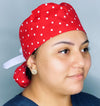 White Polka Dots on Red Ponytail