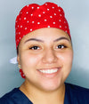 White Polka Dots on Red Ponytail